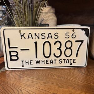 Vintage 1956 single Kansas vehicle License Plate “The Wheat State”